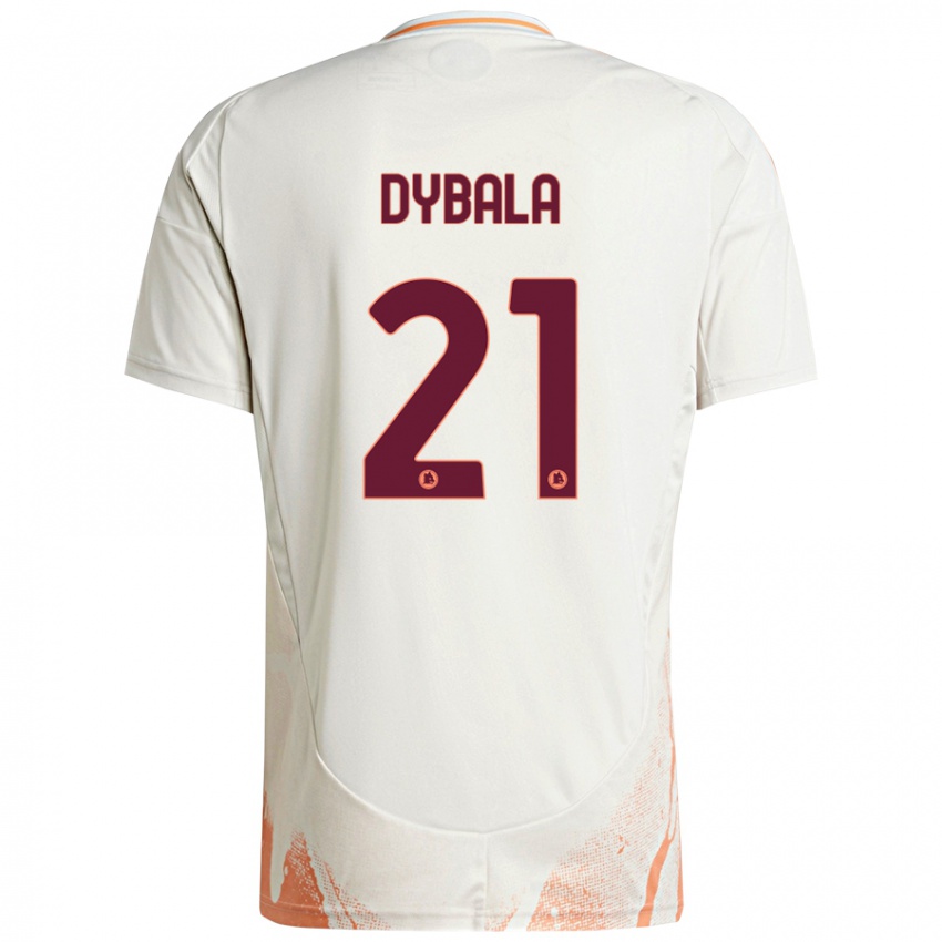 Gyermek Paulo Dybala #21 Krém Fehér Narancs Idegenbeli Jersey 2024/25 Mez Póló Ing