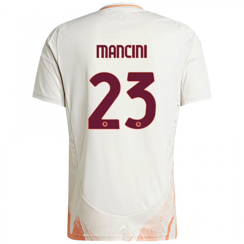 Gyermek Gianluca Mancini #23 Krém Fehér Narancs Idegenbeli Jersey 2024/25 Mez Póló Ing