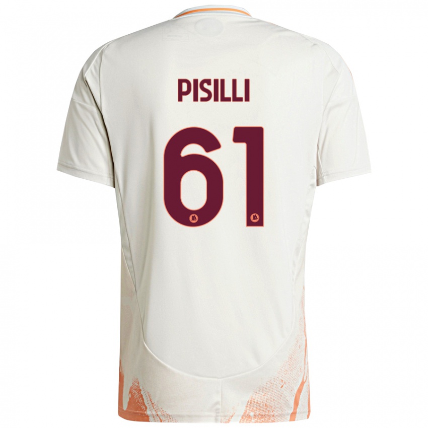 Gyermek Niccolo Pisilli #61 Krém Fehér Narancs Idegenbeli Jersey 2024/25 Mez Póló Ing