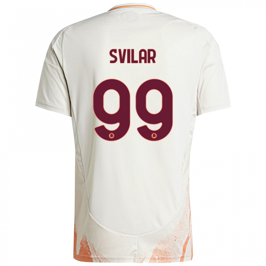 Gyermek Mile Svilar #99 Krém Fehér Narancs Idegenbeli Jersey 2024/25 Mez Póló Ing