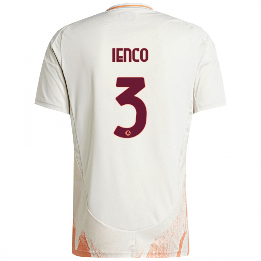 Gyermek Simone Ienco #3 Krém Fehér Narancs Idegenbeli Jersey 2024/25 Mez Póló Ing