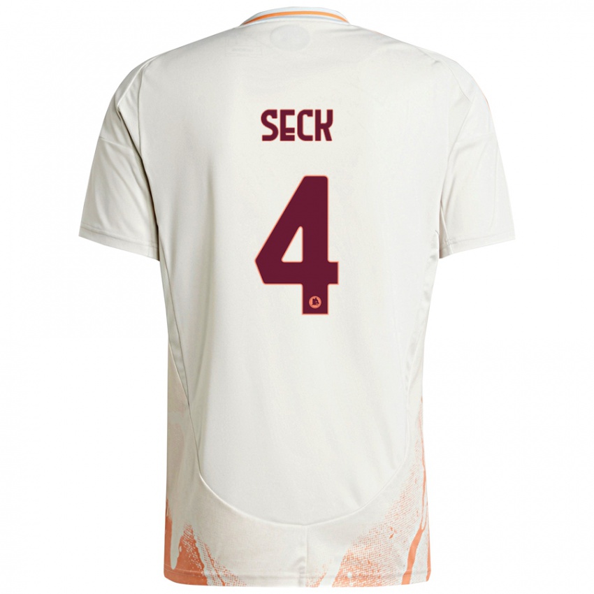 Gyermek Mohamed Seck #4 Krém Fehér Narancs Idegenbeli Jersey 2024/25 Mez Póló Ing