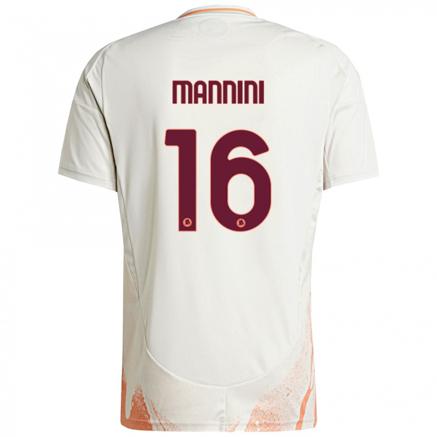 Gyermek Mattia Mannini #16 Krém Fehér Narancs Idegenbeli Jersey 2024/25 Mez Póló Ing