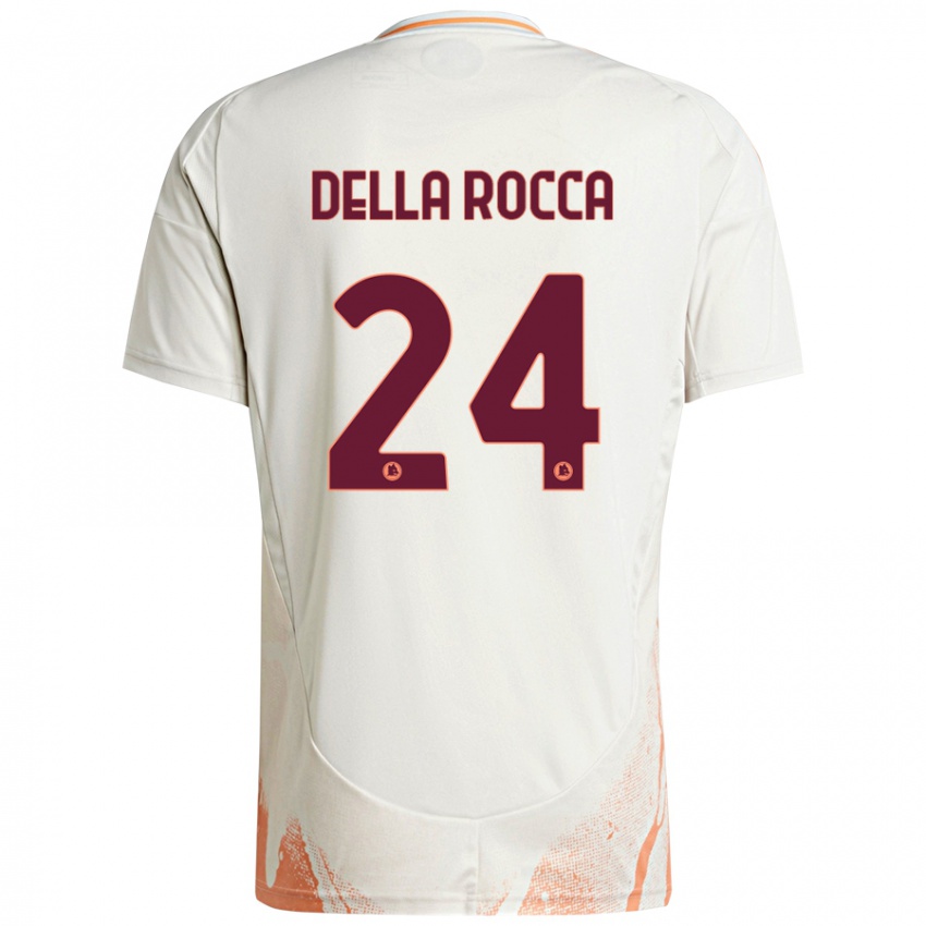 Gyermek Mattia Della Rocca #24 Krém Fehér Narancs Idegenbeli Jersey 2024/25 Mez Póló Ing