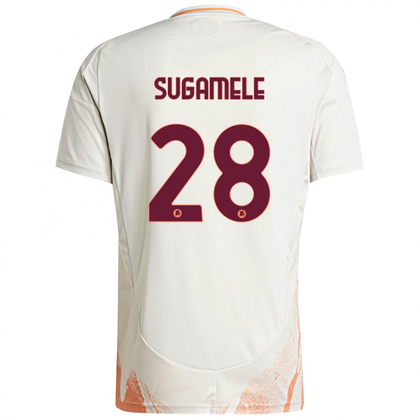 Gyermek Alessandro Sugamele #28 Krém Fehér Narancs Idegenbeli Jersey 2024/25 Mez Póló Ing