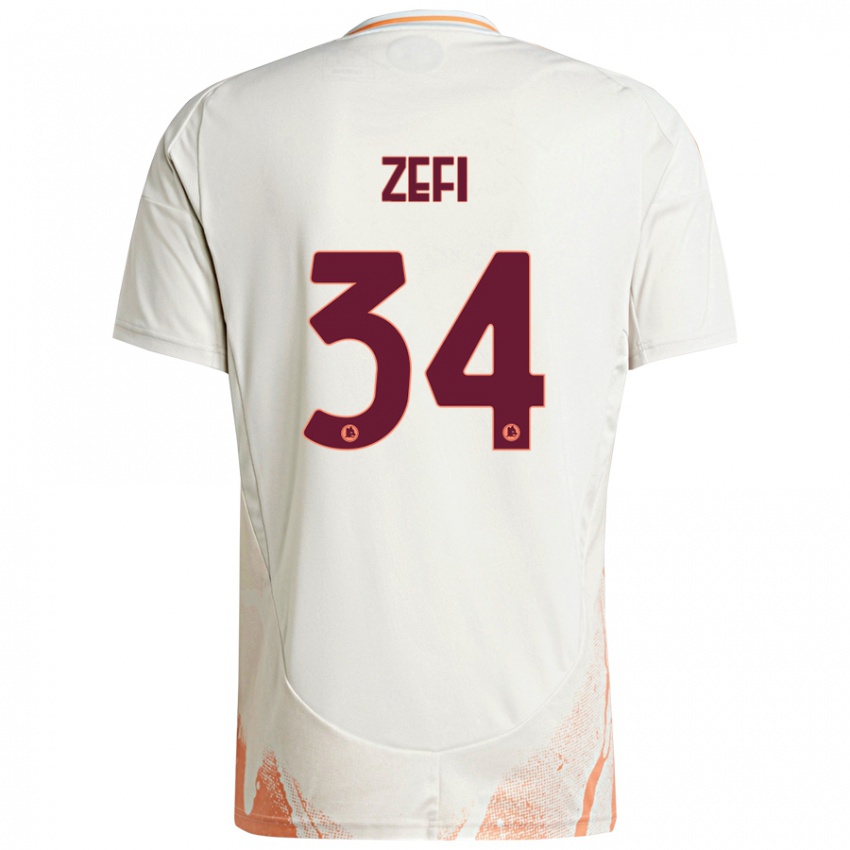 Gyermek Kevin Zefi #34 Krém Fehér Narancs Idegenbeli Jersey 2024/25 Mez Póló Ing