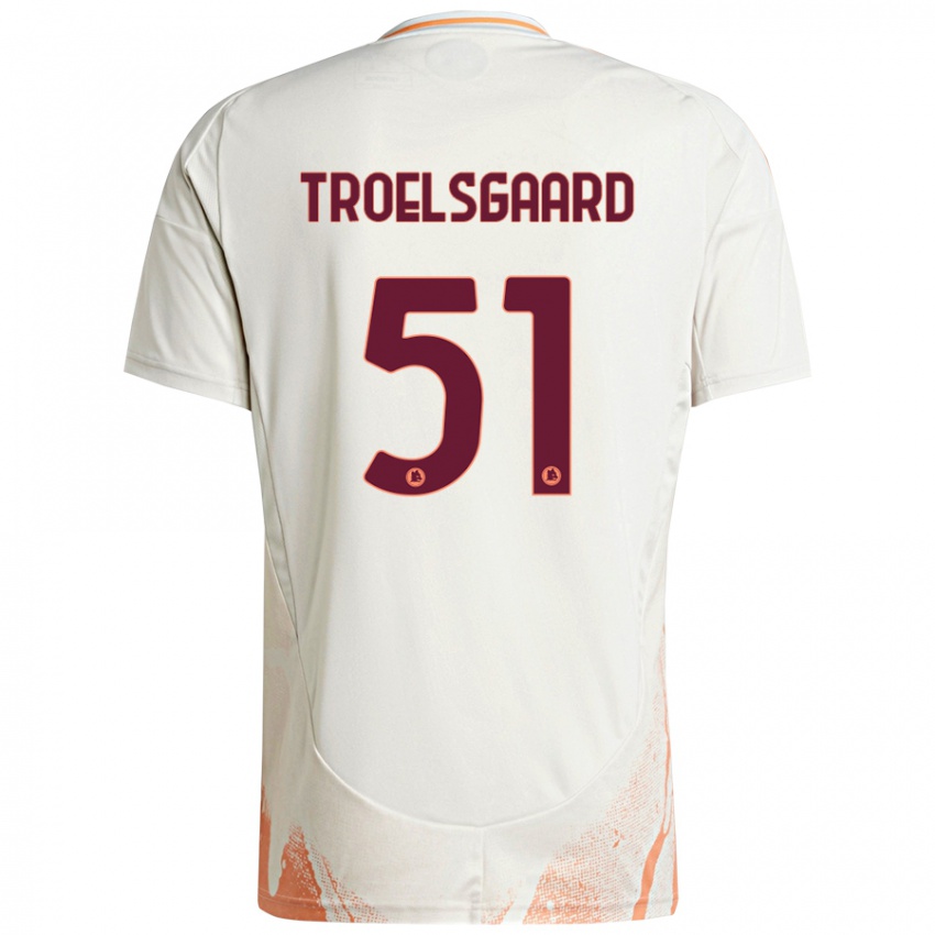 Gyermek Sanne Troelsgaard #51 Krém Fehér Narancs Idegenbeli Jersey 2024/25 Mez Póló Ing