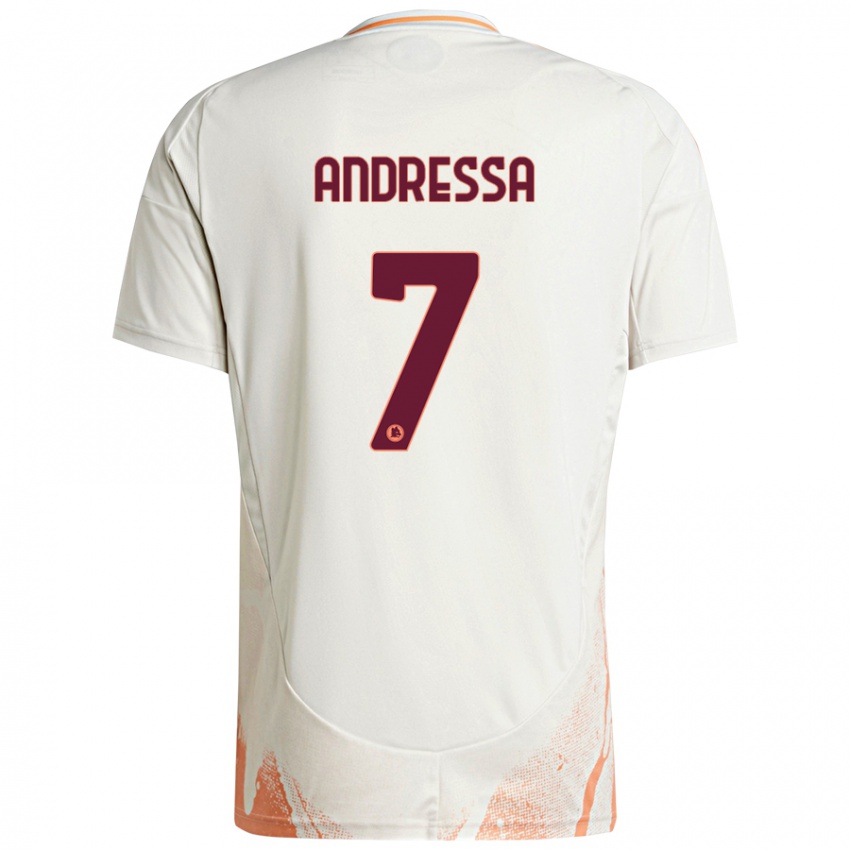 Gyermek Andressa #7 Krém Fehér Narancs Idegenbeli Jersey 2024/25 Mez Póló Ing