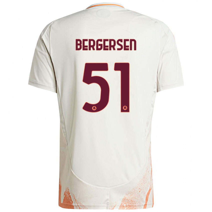 Gyermek Mina Bergersen #51 Krém Fehér Narancs Idegenbeli Jersey 2024/25 Mez Póló Ing