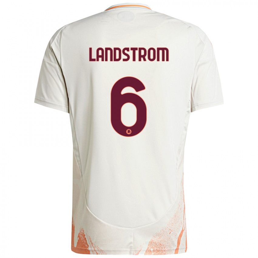 Gyermek Elin Landstrom #6 Krém Fehér Narancs Idegenbeli Jersey 2024/25 Mez Póló Ing