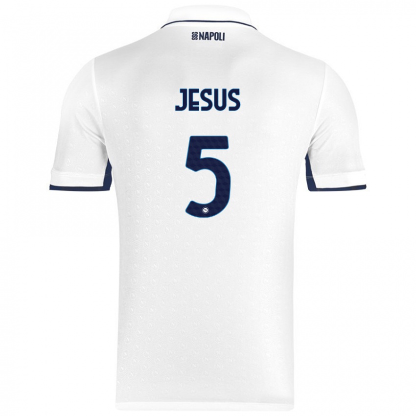 Gyermek Juan Jesus #5 Fehér Royal Blue Idegenbeli Jersey 2024/25 Mez Póló Ing