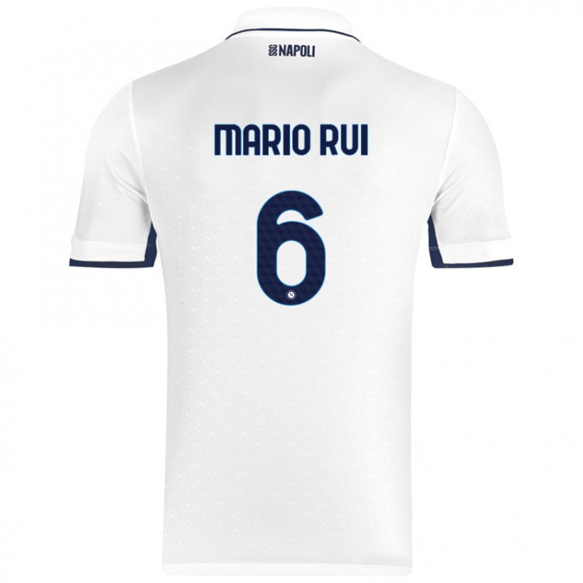 Gyermek Mario Rui #6 Fehér Royal Blue Idegenbeli Jersey 2024/25 Mez Póló Ing