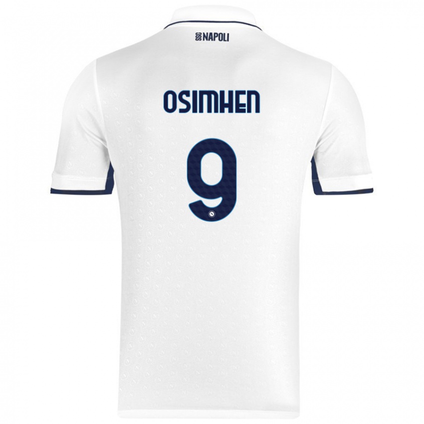 Gyermek Victor Osimhen #9 Fehér Royal Blue Idegenbeli Jersey 2024/25 Mez Póló Ing