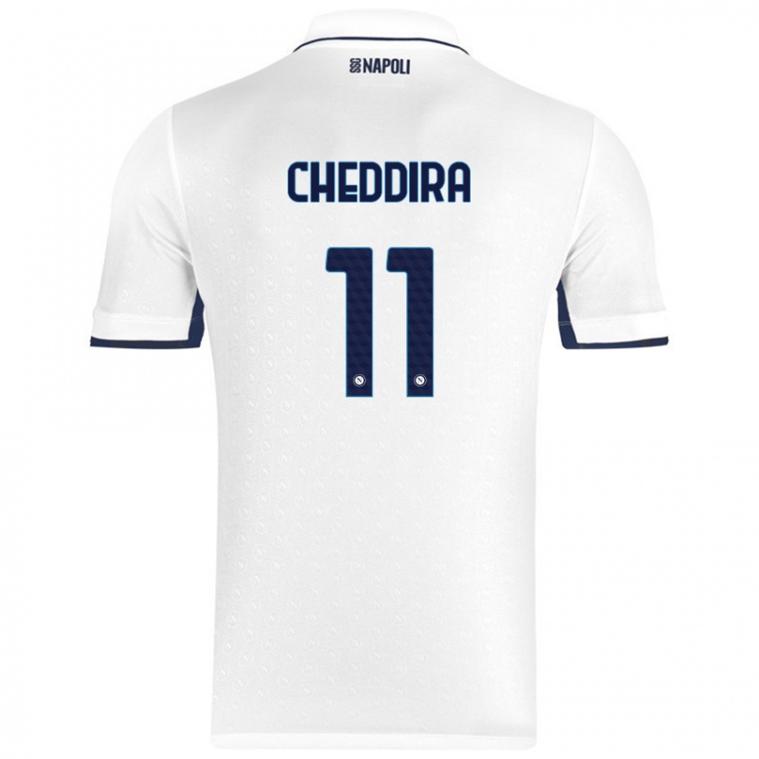 Gyermek Walid Cheddira #11 Fehér Royal Blue Idegenbeli Jersey 2024/25 Mez Póló Ing