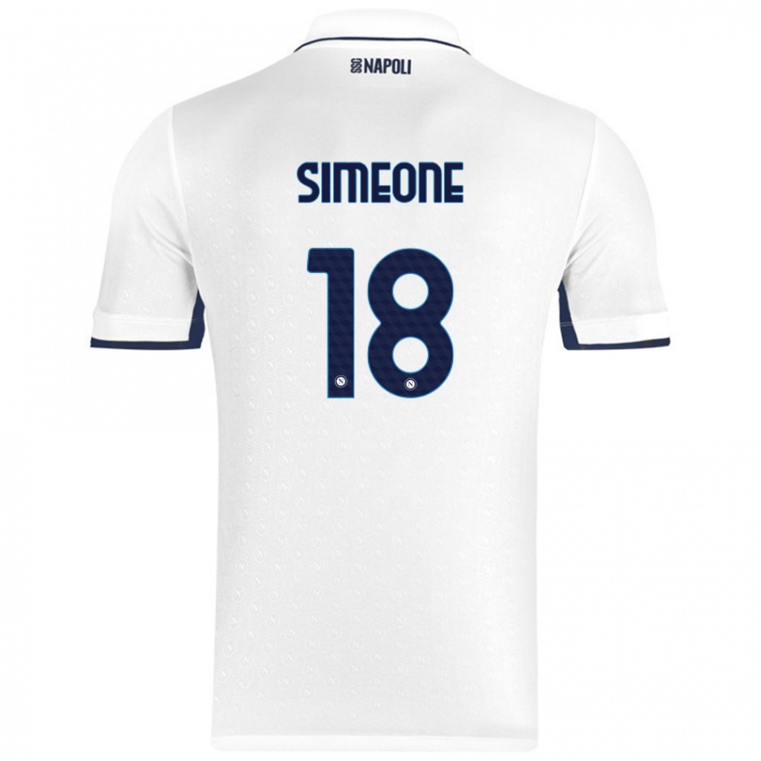 Gyermek Giovanni Simeone #18 Fehér Royal Blue Idegenbeli Jersey 2024/25 Mez Póló Ing