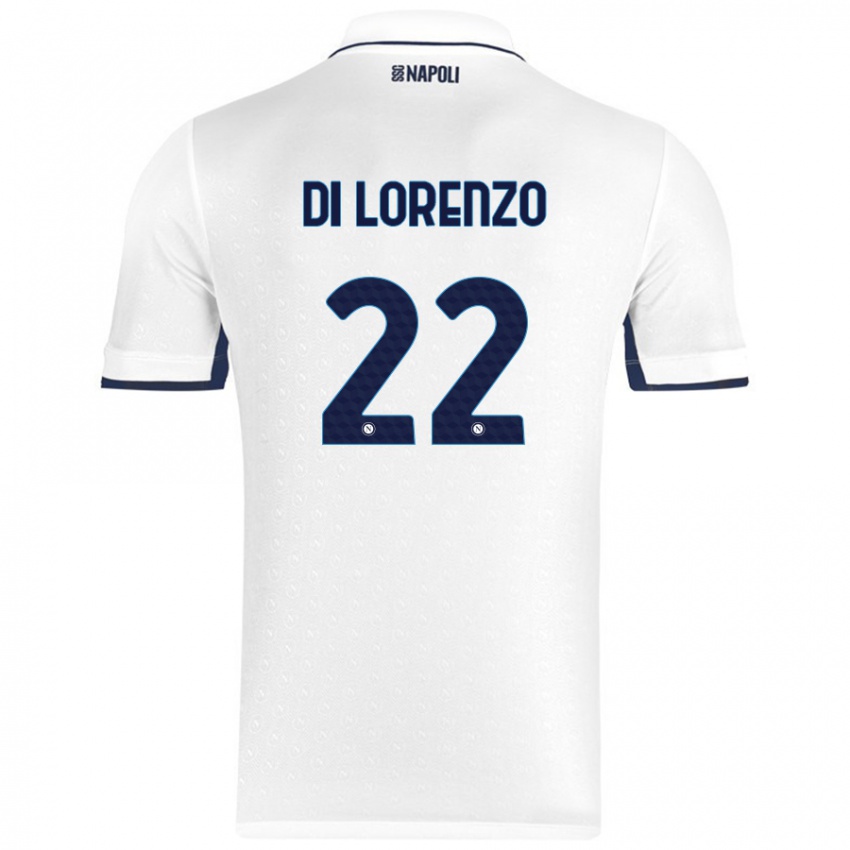 Gyermek Giovanni Di Lorenzo #22 Fehér Royal Blue Idegenbeli Jersey 2024/25 Mez Póló Ing