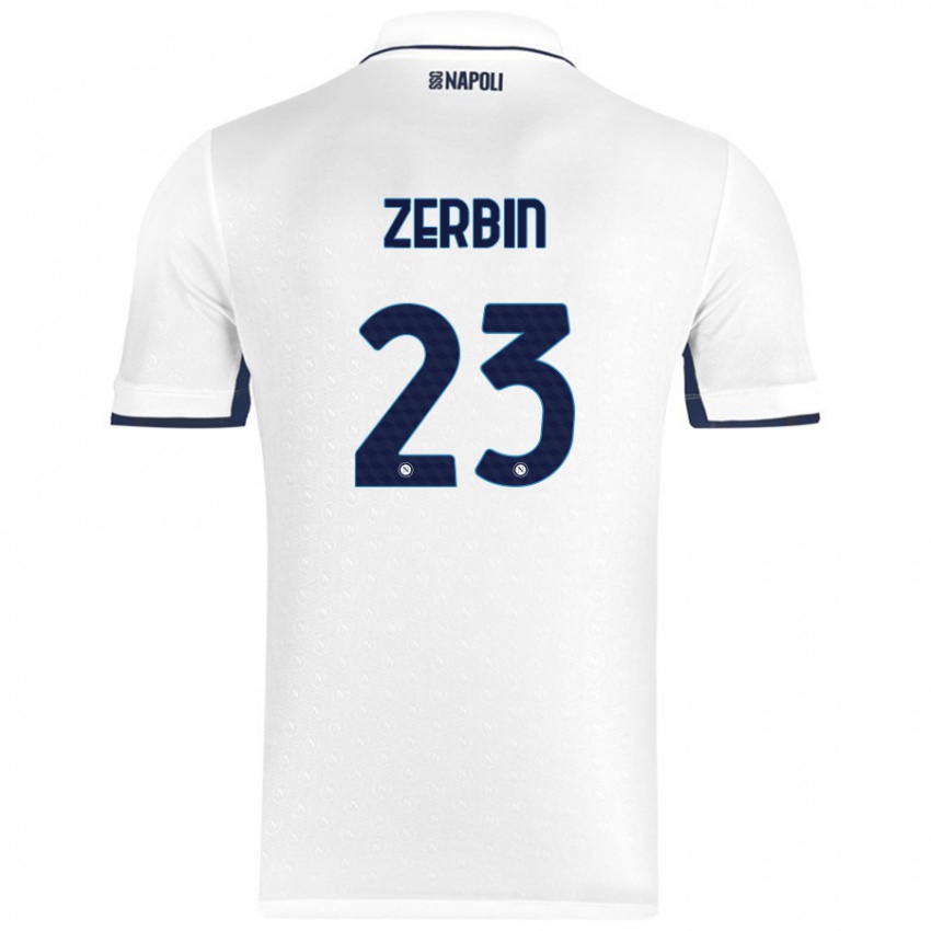 Gyermek Alessio Zerbin #23 Fehér Royal Blue Idegenbeli Jersey 2024/25 Mez Póló Ing