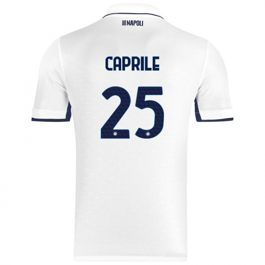 Gyermek Elia Caprile #25 Fehér Royal Blue Idegenbeli Jersey 2024/25 Mez Póló Ing