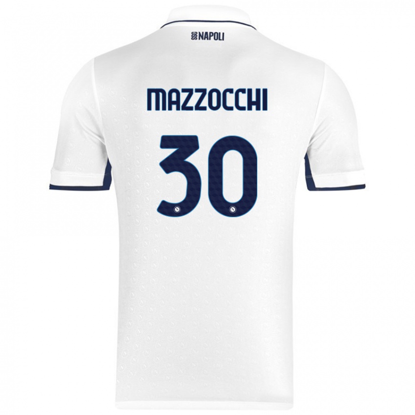 Gyermek Pasquale Mazzocchi #30 Fehér Royal Blue Idegenbeli Jersey 2024/25 Mez Póló Ing