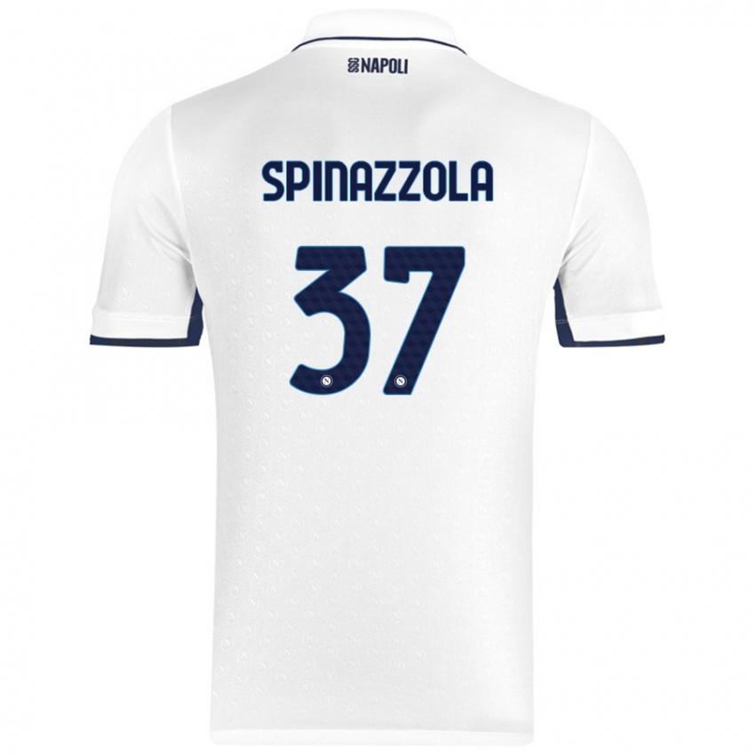 Gyermek Leonardo Spinazzola #37 Fehér Royal Blue Idegenbeli Jersey 2024/25 Mez Póló Ing