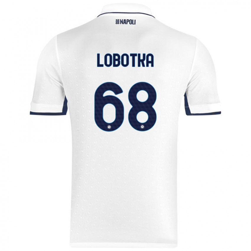 Gyermek Stanislav Lobotka #68 Fehér Royal Blue Idegenbeli Jersey 2024/25 Mez Póló Ing