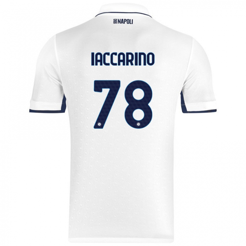 Gyermek Gennaro Iaccarino #78 Fehér Royal Blue Idegenbeli Jersey 2024/25 Mez Póló Ing