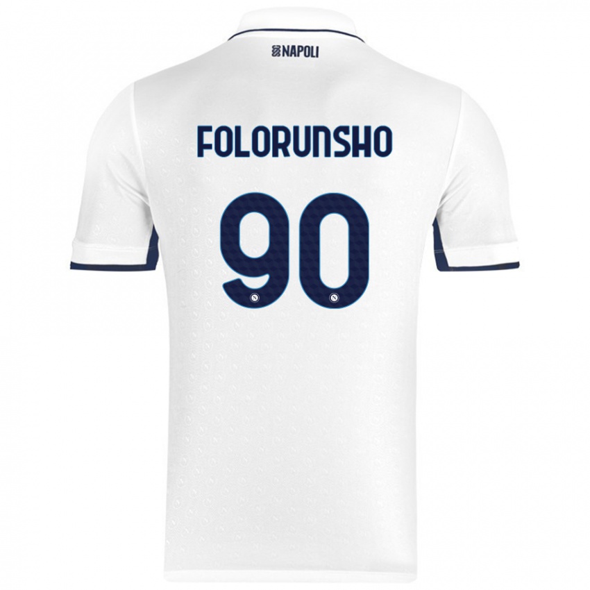 Gyermek Michael Folorunsho #90 Fehér Royal Blue Idegenbeli Jersey 2024/25 Mez Póló Ing