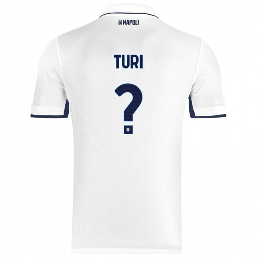 Gyermek Claudio Turi #0 Fehér Royal Blue Idegenbeli Jersey 2024/25 Mez Póló Ing