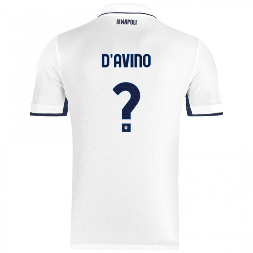 Gyermek Luigi D'avino #0 Fehér Royal Blue Idegenbeli Jersey 2024/25 Mez Póló Ing