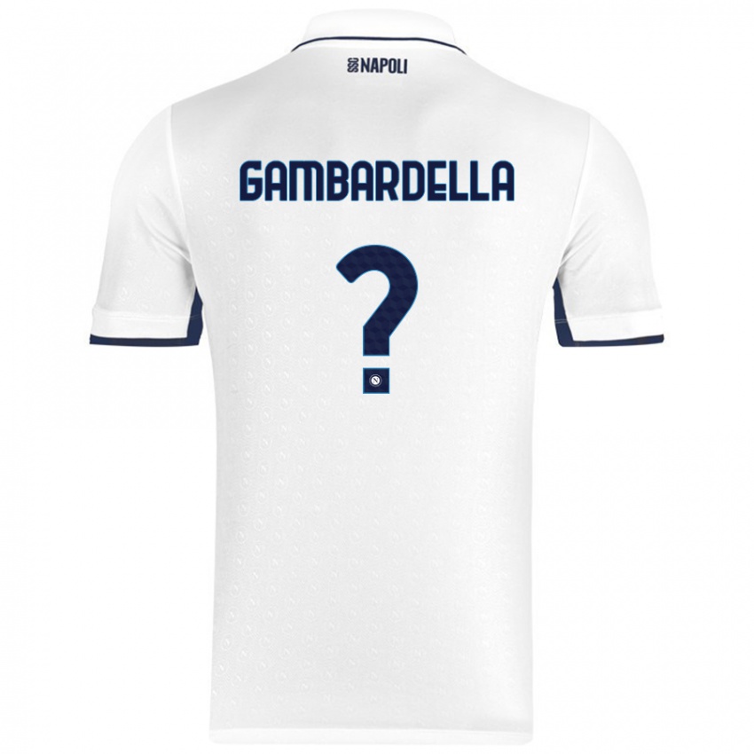 Gyermek Vittorio Gambardella #0 Fehér Royal Blue Idegenbeli Jersey 2024/25 Mez Póló Ing