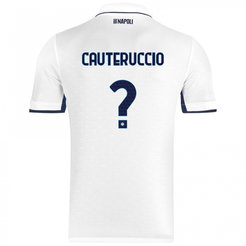 Gyermek Walter Cauteruccio #0 Fehér Royal Blue Idegenbeli Jersey 2024/25 Mez Póló Ing