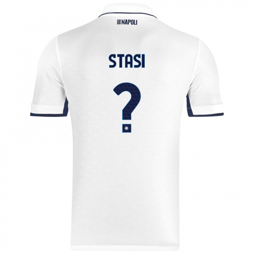 Gyermek Pasquale Stasi #0 Fehér Royal Blue Idegenbeli Jersey 2024/25 Mez Póló Ing