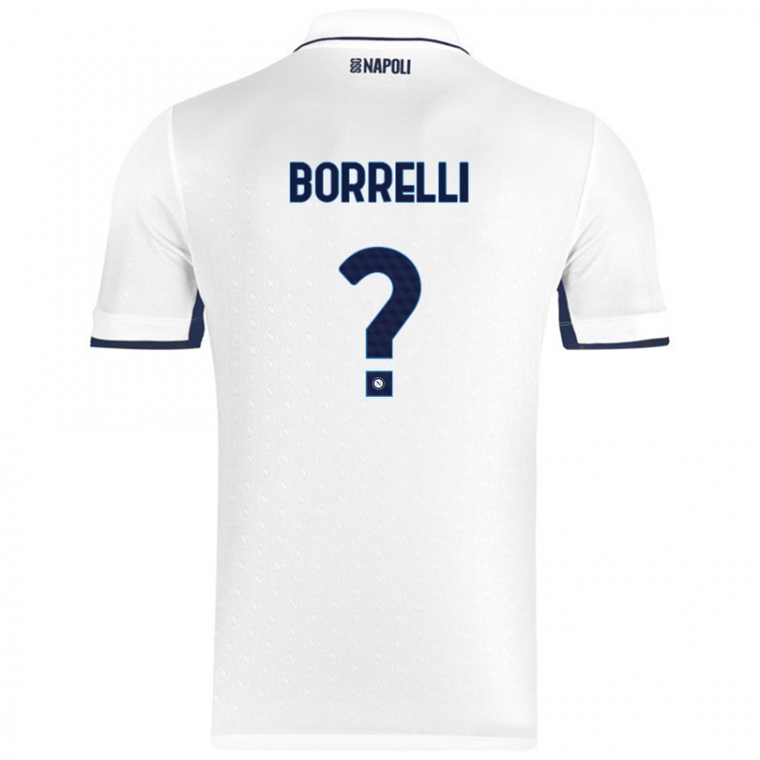 Gyermek Ciro Borrelli #0 Fehér Royal Blue Idegenbeli Jersey 2024/25 Mez Póló Ing