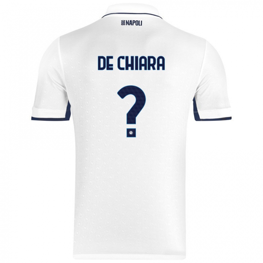 Gyermek Emmanuele De Chiara #0 Fehér Royal Blue Idegenbeli Jersey 2024/25 Mez Póló Ing