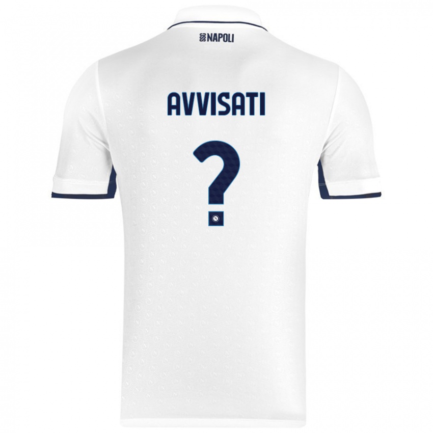 Gyermek Domenico Avvisati #0 Fehér Royal Blue Idegenbeli Jersey 2024/25 Mez Póló Ing