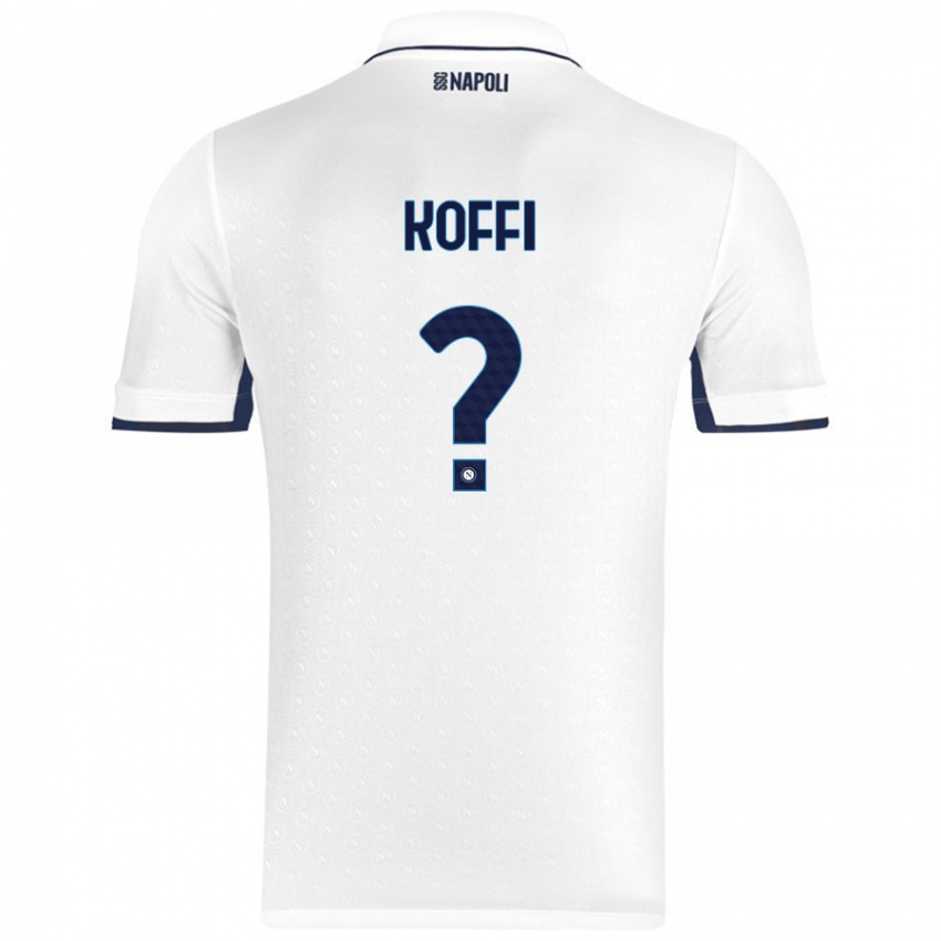 Gyermek Cedrick Koffi #0 Fehér Royal Blue Idegenbeli Jersey 2024/25 Mez Póló Ing