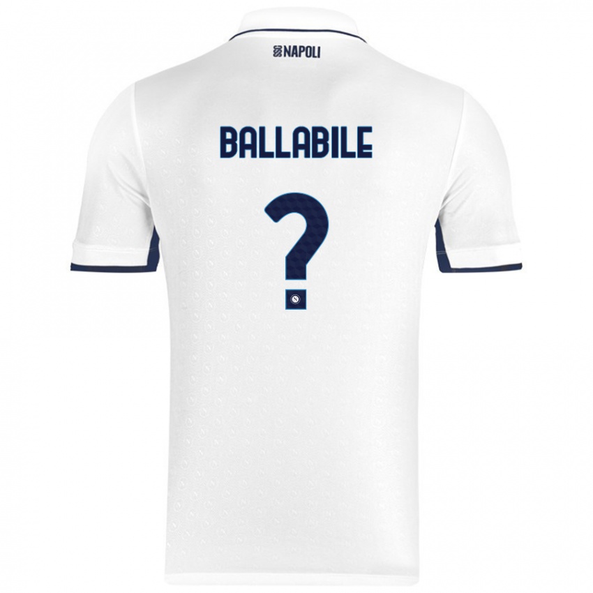 Gyermek Ernesto Ballabile #0 Fehér Royal Blue Idegenbeli Jersey 2024/25 Mez Póló Ing