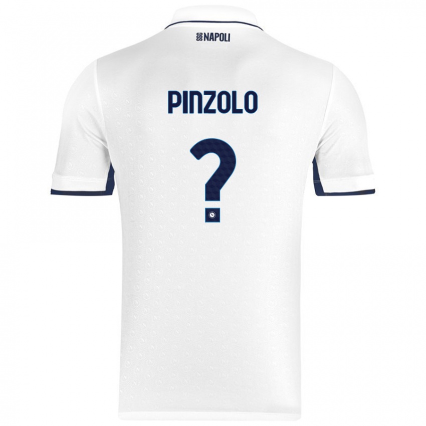 Gyermek Giandiego Pinzolo #0 Fehér Royal Blue Idegenbeli Jersey 2024/25 Mez Póló Ing