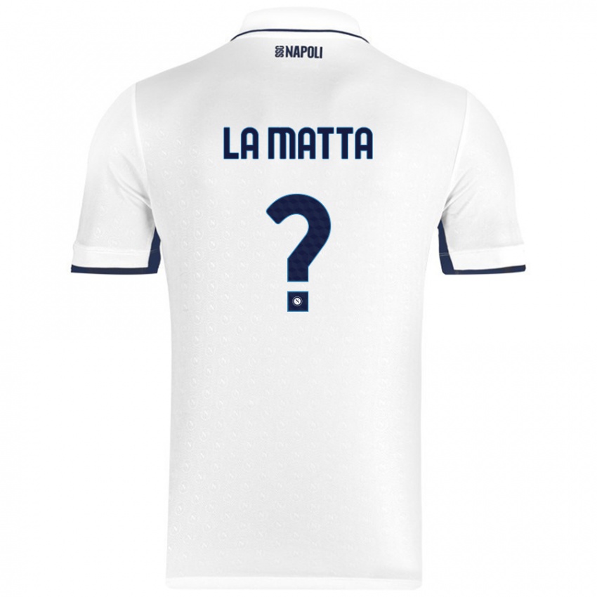 Gyermek Manuel La Matta #0 Fehér Royal Blue Idegenbeli Jersey 2024/25 Mez Póló Ing