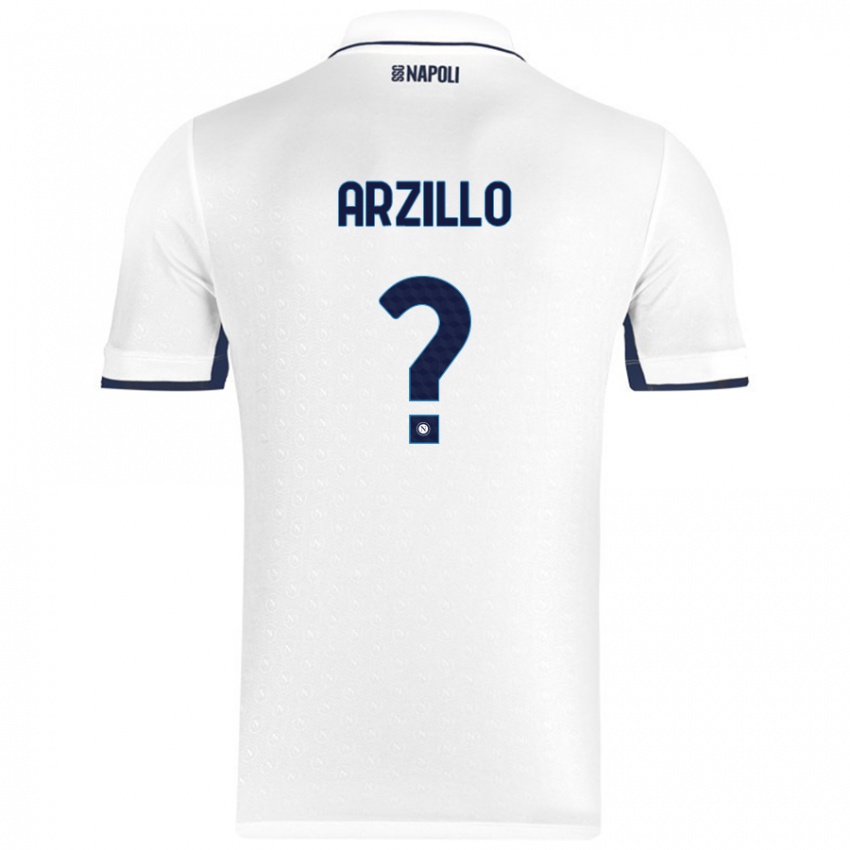 Gyermek Antonino Arzillo #0 Fehér Royal Blue Idegenbeli Jersey 2024/25 Mez Póló Ing