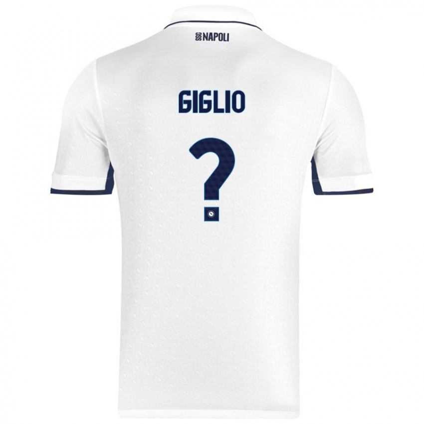 Gyermek Angelo Giglio #0 Fehér Royal Blue Idegenbeli Jersey 2024/25 Mez Póló Ing