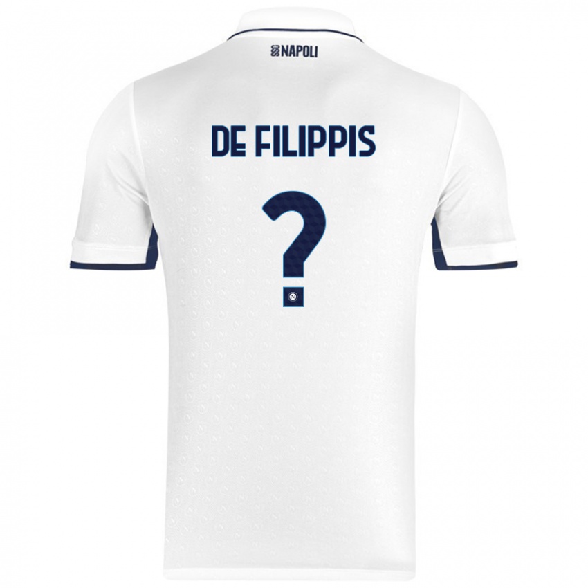 Gyermek Antonio De Filippis #0 Fehér Royal Blue Idegenbeli Jersey 2024/25 Mez Póló Ing