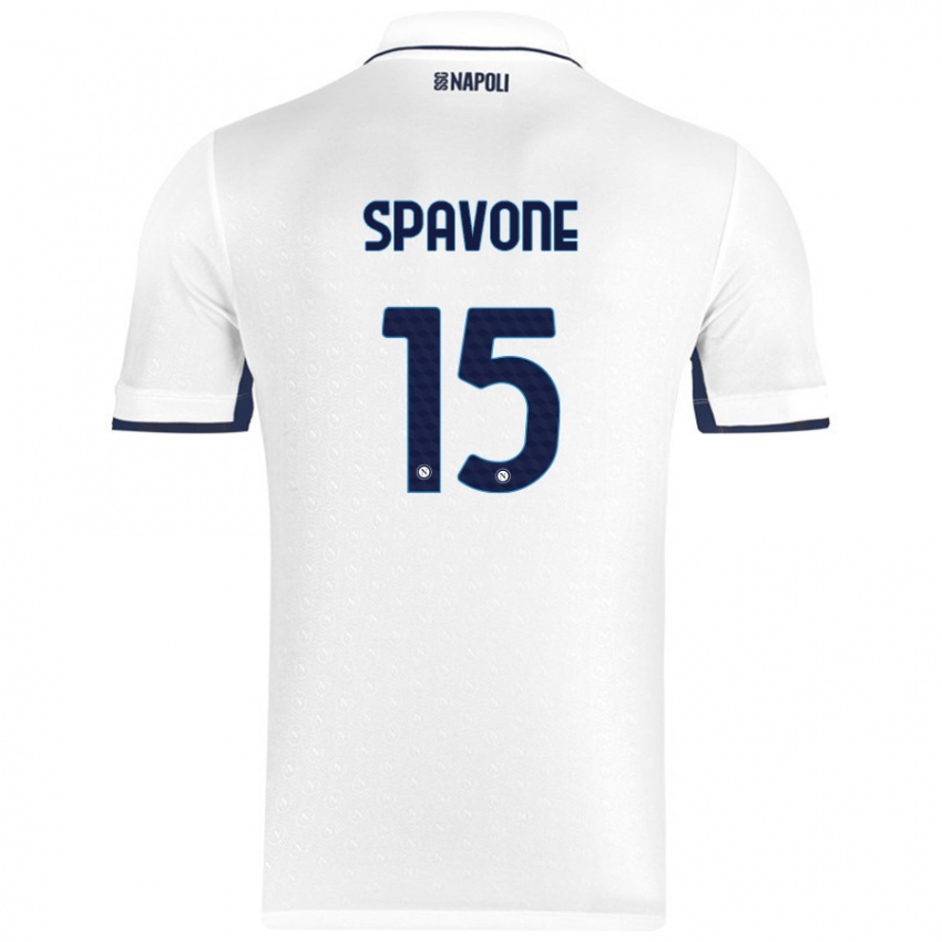 Gyermek Alessandro Spavone #15 Fehér Royal Blue Idegenbeli Jersey 2024/25 Mez Póló Ing