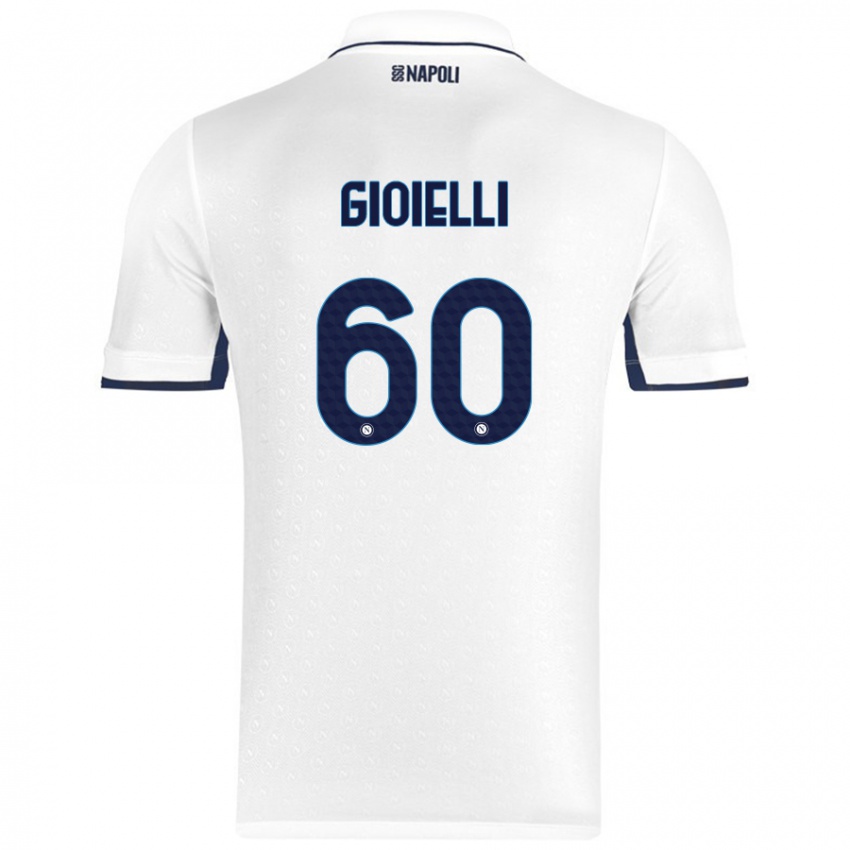 Gyermek Francesco Gioielli #60 Fehér Royal Blue Idegenbeli Jersey 2024/25 Mez Póló Ing