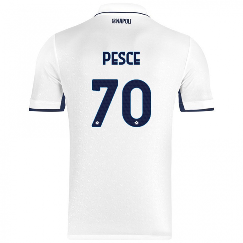 Gyermek Antonio Pesce #70 Fehér Royal Blue Idegenbeli Jersey 2024/25 Mez Póló Ing