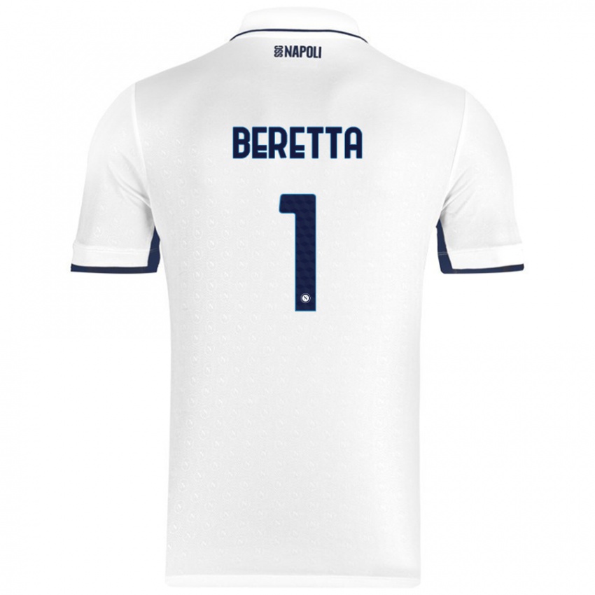 Gyermek Beatrice Beretta #1 Fehér Royal Blue Idegenbeli Jersey 2024/25 Mez Póló Ing