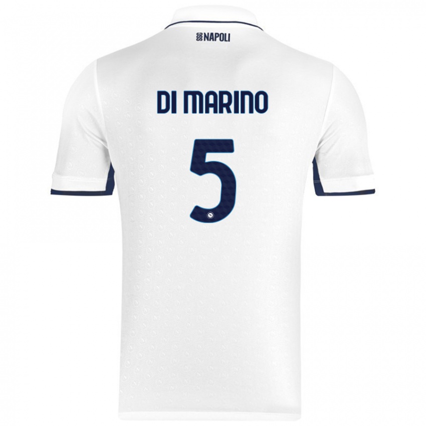 Gyermek Paola Di Marino #5 Fehér Royal Blue Idegenbeli Jersey 2024/25 Mez Póló Ing