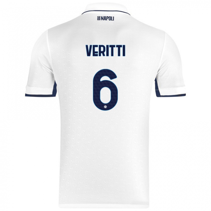 Gyermek Federica Veritti #6 Fehér Royal Blue Idegenbeli Jersey 2024/25 Mez Póló Ing