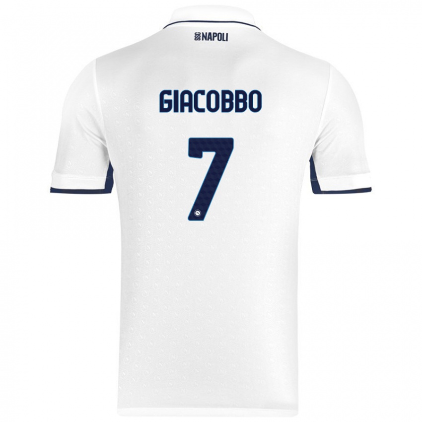 Gyermek Giulia Giacobbo #7 Fehér Royal Blue Idegenbeli Jersey 2024/25 Mez Póló Ing