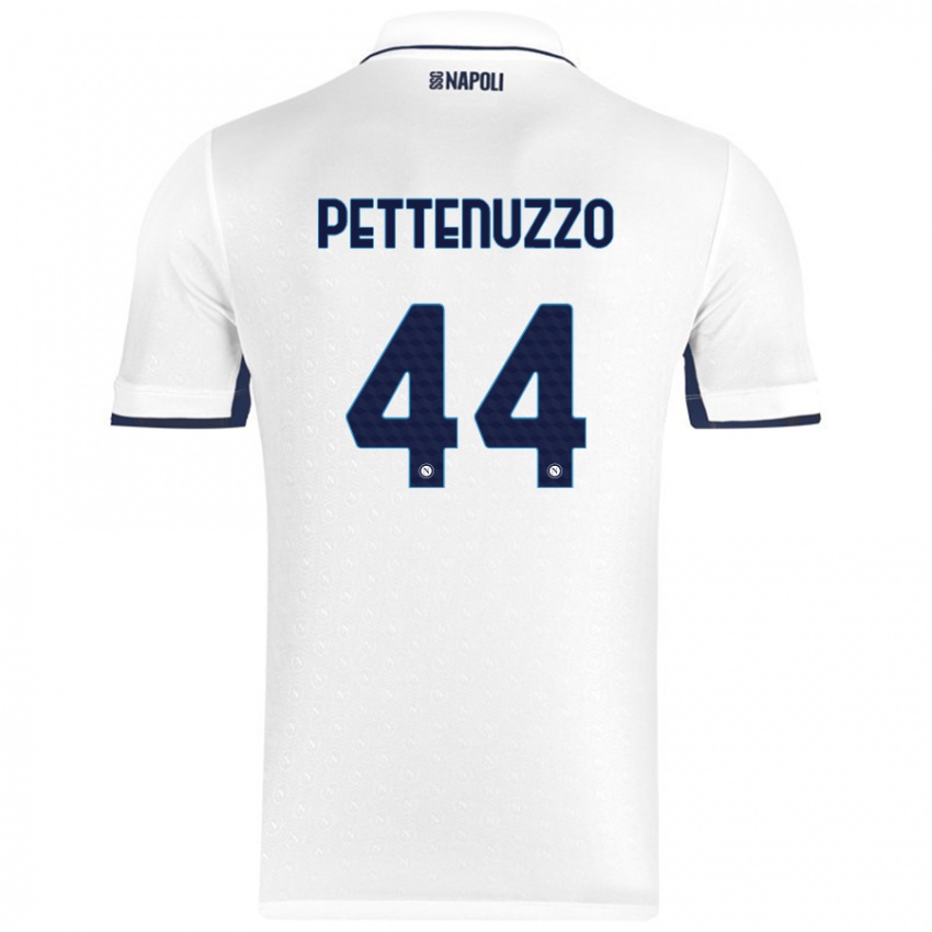 Gyermek Tecla Pettenuzzo #44 Fehér Royal Blue Idegenbeli Jersey 2024/25 Mez Póló Ing